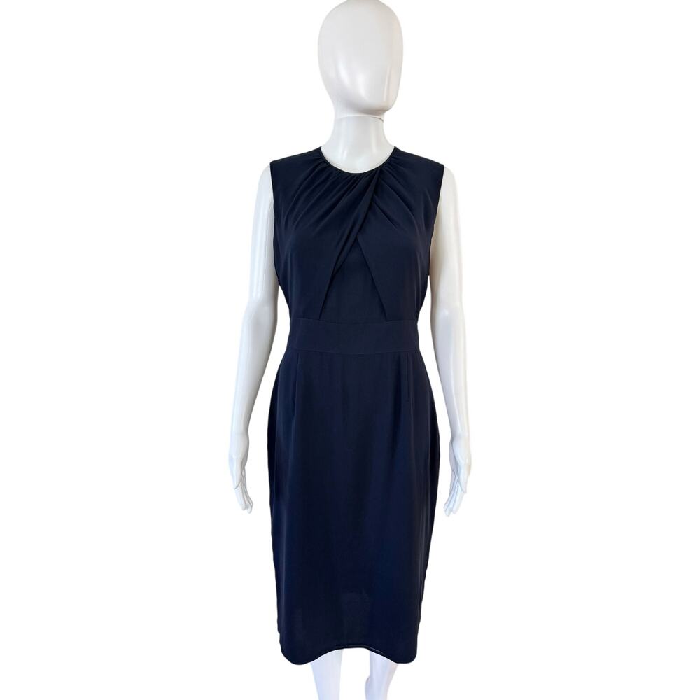 Burberry London Navy Silk Sheath Cocktail Dress UK 12 US 10